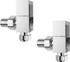Radiator Valves X2 Pair Square Chrome Angled 15mm Central Central Heating Tap