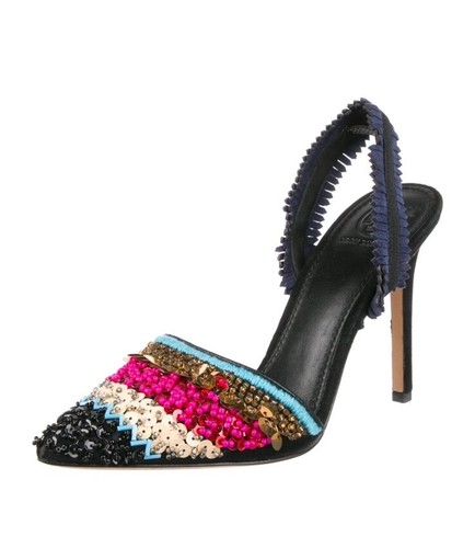 Tory Burch Isle Slingback con perline 105 mm pompa paillettes nero multicolore 7 5