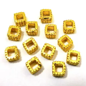 22 PCS 7X5MM SOLID COPPER LARGE HOLE BEAD 18K GOLD PLATED 706 HKJ-571 - Picture 1 of 3