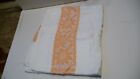 Vintage Damask White with Orange Border Tablecloth 48 x 52 inches