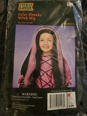 Totally Ghoul Pink Streaks Witch Wig One Size Fits All New. - Image 1 of 4