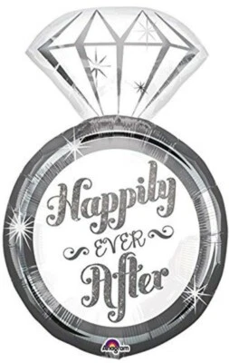 Anillo de compromiso de boda feliz para siempre diamante en forma de globo lámina Mylar 27" Foto 1 de 3