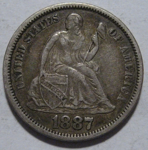 = 1887 XF+ SEATED DIME, Super EYE Appeal, FREE Shipping Cover