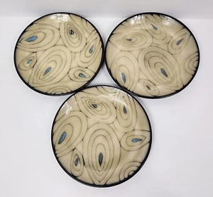 Juego de 3 platos de almuerzo Pier 1 verde azulado reactivo ensalada diseño pluma de pavo real 8" - Imagen 1 de 4