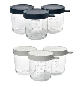 BÉABA 6er Set Aufbewahrungsbehälter aus Glas 6 x 250ml Blau/Grau - Bild 1 von 3
