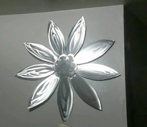 Metal flower Wall hanging art indoor outdoor 30" modern silver fine art decor - Picture 1 of 3