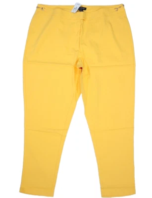 Pantalones ajustados Ashley Stewart Hardware amarillos elegantes tiro alto negocios para mujer 22 Foto 1 de 4