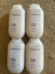 Method Simply Nourish Body Wash Coconut Rice Milk Shea Butter 3.4 oz “LOT Of 4” - Picture 1 of 2