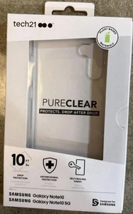 TWO CASES Tech21 PureClear Case Samsung Galaxy Note10/10 5G Drop Protection - Picture 1 of 3