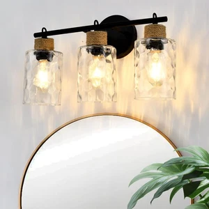 3-Light Bathroom Light Fixtures, Coastal Vanity Lights with Crystal Glass Sha... - Bild 1 von 8