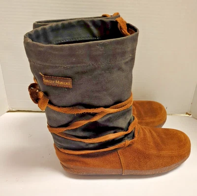 Botas femininas Steger Mukluks couro de alce lona curta EUA 8 SOLAS DANIFICADAS!! - Imagem 1 de 4