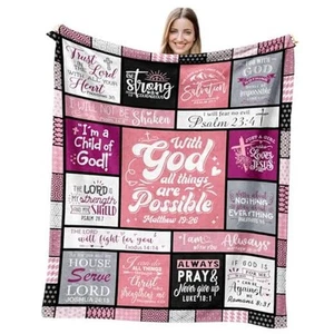 Christian Gifts for Women Blanket 60"x50", Religious Inspirational Spiritual - Picture 1 of 8