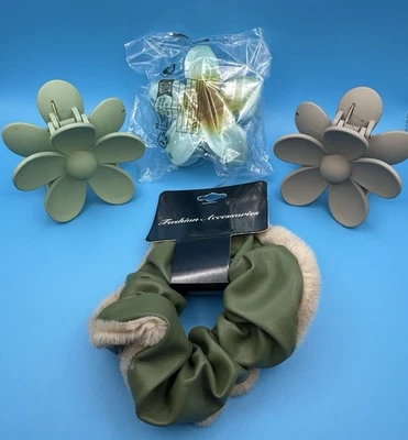 Hair Clips & Leather Scrunchie - Image 1 of 3