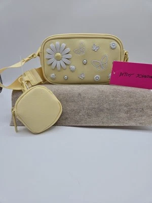 BETSEY JOHNSON Womens Crossbody Bag With Coin Purse NWT Yellow  - Image 1 of 4