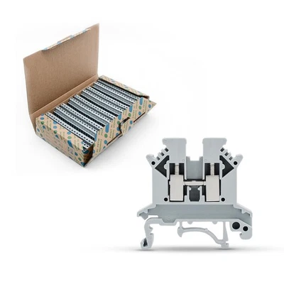 Grey UK2.5B Rail Type Terminal Block Voltage and Current Safety Ground Termin... - Image 1 of 4