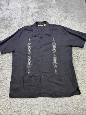 Camisa The Havanera Co Guayabera Hombres XL Negra Lino Plisada Campamento Cubano Abotonada Foto 1 de 4