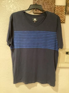 Vintage Rock & Republic marineblau gestreift V-Ausschnitt T-Shirt Herren 50”Cx40”L Größe XL - Bild 1 von 4