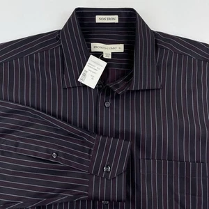 Pronto Uomo Dress Shirt Mens XL Non Iron Cotton Button Down Striped Black NWT - Picture 1 of 7