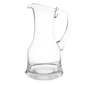 Vintage 1970s Modernist Clear Glass Pitcher With Sculpted Handle Barware Décor - Picture 1 of 11