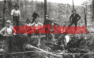 C1914 Pacific Northwest OR WA Unknown Family Logging Crew REPRODUCTION - Picture 1 of 1