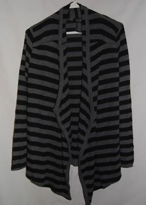 Suéter cárdigan a rayas gris negro FYLO para mujer talla S Foto 1 de 4