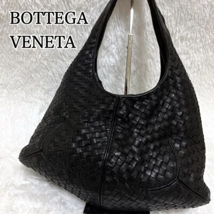BOTTEGA VENETA Intrecciato Hobo Tote Bag Leather Black USED 202412P - Picture 1 of 16