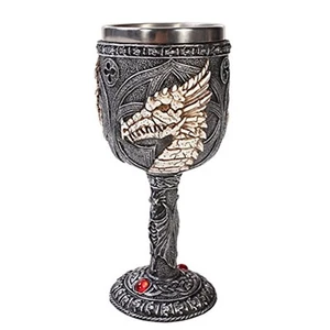Bone Dragon Fantasy Wine Goblet Chalice Medieval Stainless Steel Cup Insert New - Picture 1 of 2