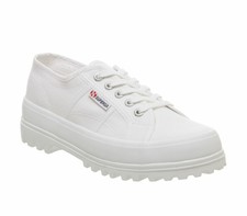 Womens Superga White canvas lace up Trainers Size UK 5 *Ex-Display