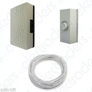 Door Chime with Built in Transformer  + Illuminated Bell Push (White) + Wire Kit - Picture 1 of 4