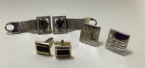 3 PAAR MANSCHETTENKNÖPFE - 2 SILBERTÖNE UND EIN GOLD - 1 PAAR SAGEN SCHWANK - Bild 1 von 3