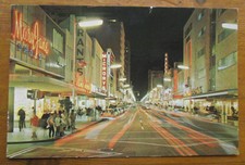 Vintage Postcard: Miami, Florida, U.S.A - Flagler Street at Night, 1960s