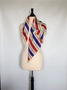 Albert Nipon weiß blau rosa 100 % reine Seide gestreift Schal Halstuch 31 Zoll - Bild 1 von 4