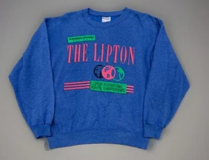 The Lipton 1992 Miami Open Blue Hanes Crewneck Women M Rare Vintage Sweater - Picture 1 of 4