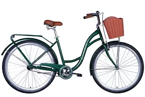 Fahrrad City Damen 28" Korb Stadt Retro Gepäckträger Stahl Grün RH 48cm - Bild 1 von 2