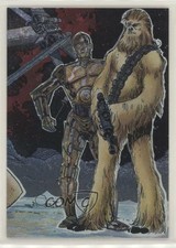 1993 Topps Star Wars Galaxy Etched Foil C-3PO Chewbacca #4 3ls