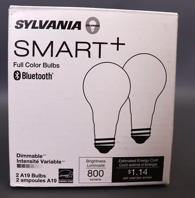 SYLVANIA SMART+ WiFi Full Color Dimmable A19 LEDLight 9.5W 2 Ok Bluet PACK OF 2 - Image 1 of 3