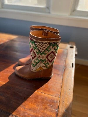 Bota Kilim Cuero Marroquí Bohemio Foto 1 de 4