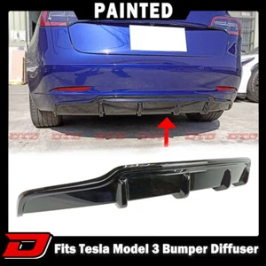 2023 Fits Tesla Model 3 4D V Rear Bumper Diffuser Bodykit Painted #PBSB - Picture 1 of 4