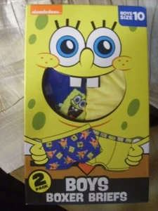 2 PACK~NICKELODEON~SPONGEBOB SQUAREPANTS~BOYS PERFORMANCE BOXER BRIEFS~NIB~SZ 10 - Picture 1 of 3