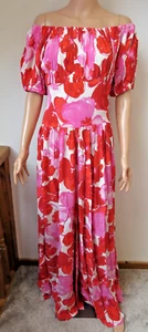 Maxi abito EVARAE Hestia Crepe de Chine rosso papavero UK 14/16 - etichetta - Foto 1 di 2