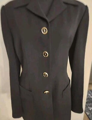 Vintage 90s CARLISLE Black Jacket/Blazer Sz 10-Knit Back And Sleeves  - Image 1 of 4