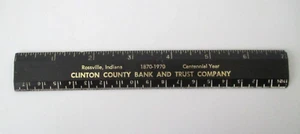 Anzeige 1970. 7 Zoll schwarzes Kunststoff-Lineal Clinton Co. Bank & Trust Rossville, IN AZ37 - Bild 1 von 5