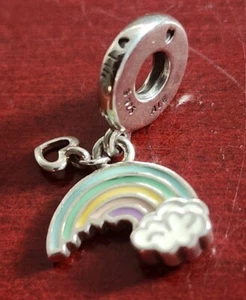 PANDORA S 925 ALE STERLING SILVER ENAMEL RAINBOW CLOUD HEART LOVE LIFE CHARM - Picture 1 of 8