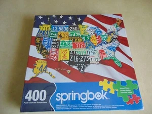 New Sealed Springbok State Plates Family Puzzle 400 Pc - #33-70516 Mixed Sizes - Picture 1 of 4