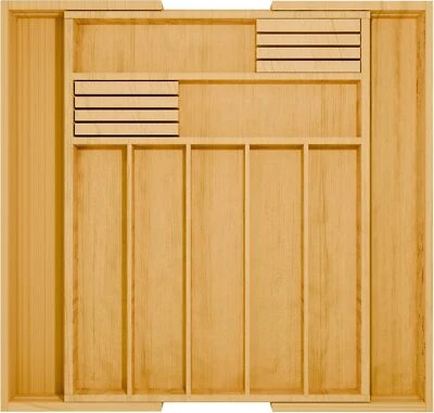 Super Eco Bamboo Tray Silverware Organizer Hardware Organizer Cutlery, 9 Slots - Image 1 of 4