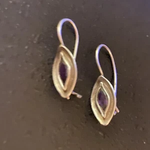 Vintage Silber Amethyst Ohrhänger Haken Ohrringe Edel Geburt Stein Valentinstag Geschenk - Bild 1 von 15