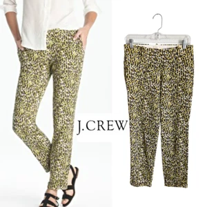 J.Crew Cafe Capri Abstract Leopard Print Green, Purple & Beige Pants Sz 00 - Picture 1 of 10
