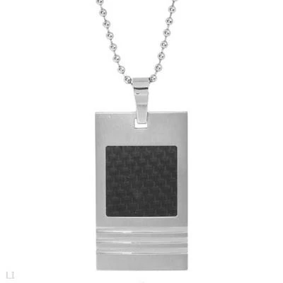 Nuevo Collar Hombre Hecho de Resina Negra / Acero Inoxidable 22" Foto 1 de 2