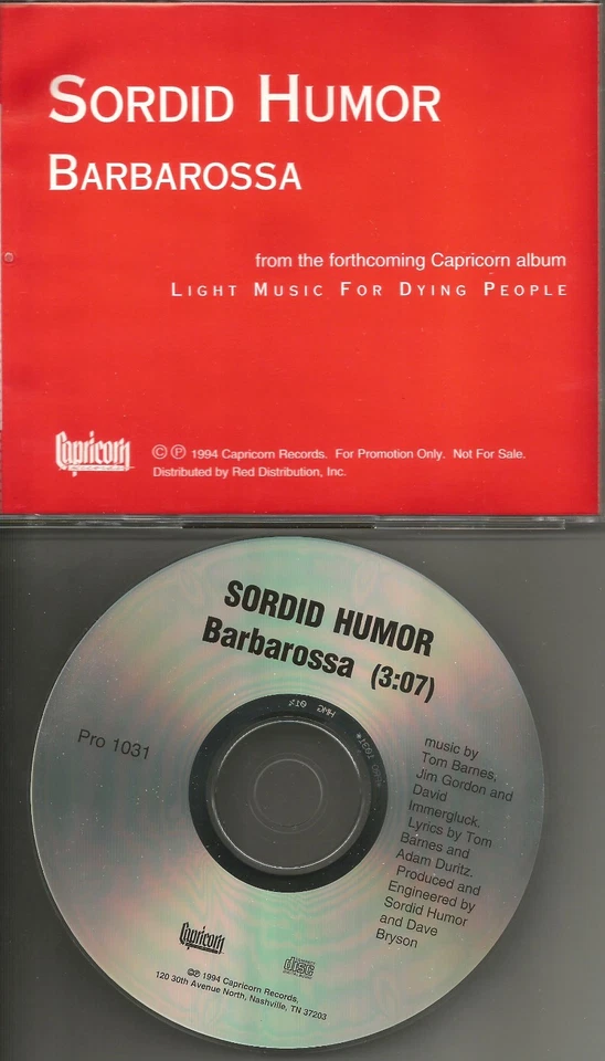 Counting Crows w/ SORDID HUMOR Barbarossa PROMO DJ CD single 1994 w/ ENGINE 88 - Image 1 of 1