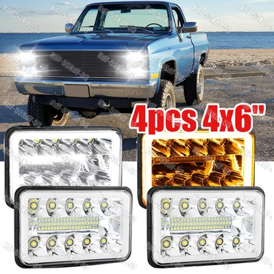 4PCS 4x6" Red Demon LED Headlights DRL Sealed Beam for Chevy C10 C20 C30 K20 K30 - Image 1 of 4